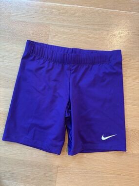 Nike Purple Athletic Leggings Shorts with White Swoosh